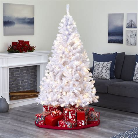 6’ White Artificial Christmas Tree with 680 Bendable Branches and 250 ...