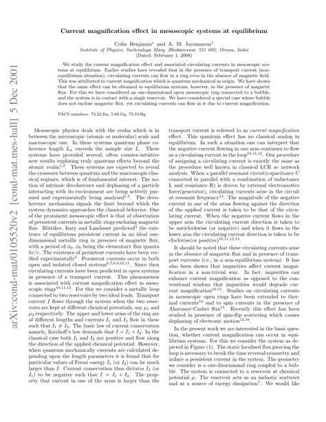 (PDF) Current magnification effect in mesoscopic systems at equilibrium