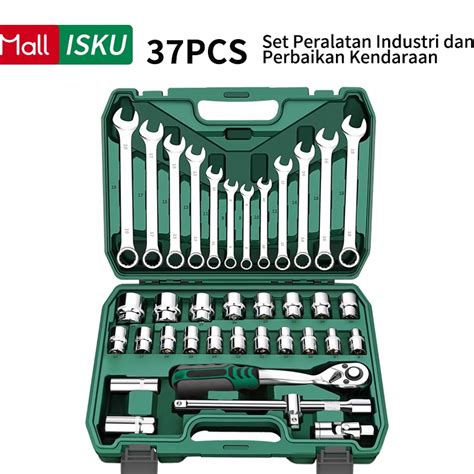 Jual 【Bisa COD】ISKU Tool kit Set alat Kunci Sok set 37pcs/kunci pas Set ...