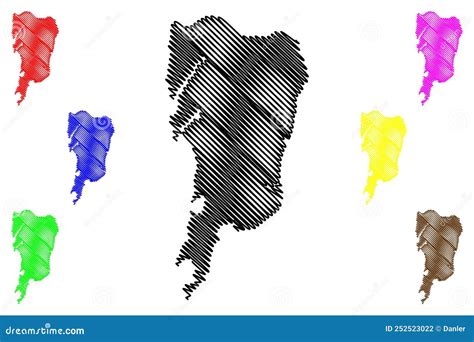 Salsette Island Republic of India, Maharashtra State Map Vector ...