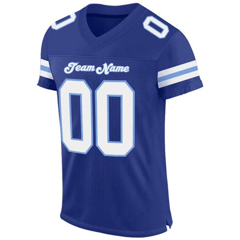 Custom Royal White-Light Blue Mesh Football Jersey – Cadadesigns