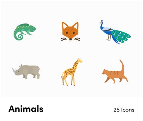 Animals Flat Vector Icons S12132103 – Infografolio