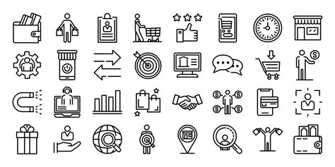 Buyer icons set, outline style 8453365 Vector Art at Vecteezy