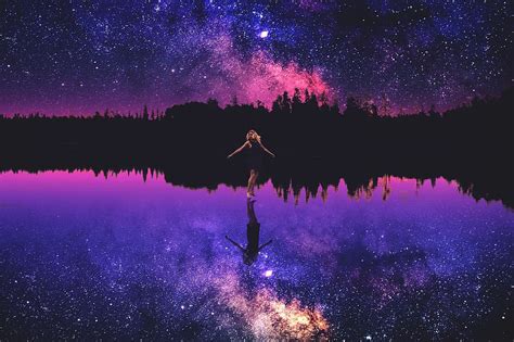 1366x768px | free download | HD wallpaper: photoshop, natural, scenery, daughter, the night sky ...