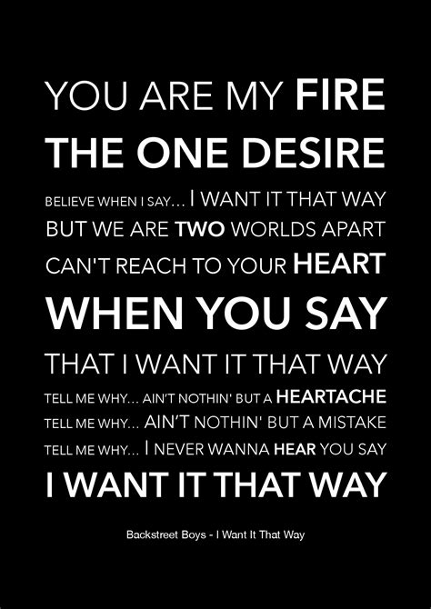 Backstreet Boys I Want It That Way Typografie Lyric Poster - Etsy.de