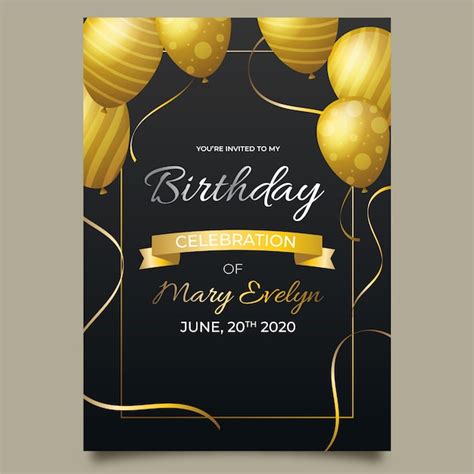 Elegant birthday card template with realistic balloons | Free Vector