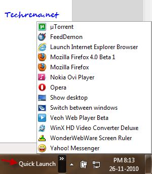 Disable Or Enable Quick Launch Toolbar In Windows 7 - TECHRENA