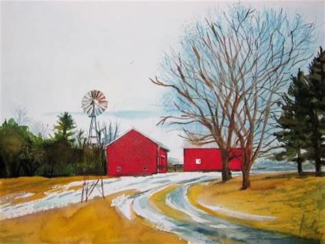 Red Barn Watercolor at PaintingValley.com | Explore collection of Red Barn Watercolor