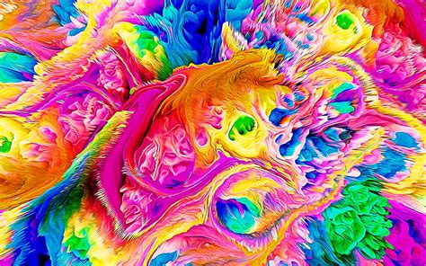 Colorful paint splashes, liquid textures, abstract art, creative ...