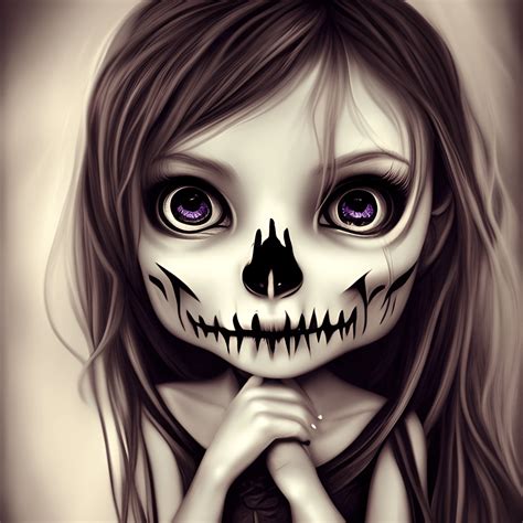 3D Romantic Gothic Fairy Skull Face Paint Portrait · Creative Fabrica