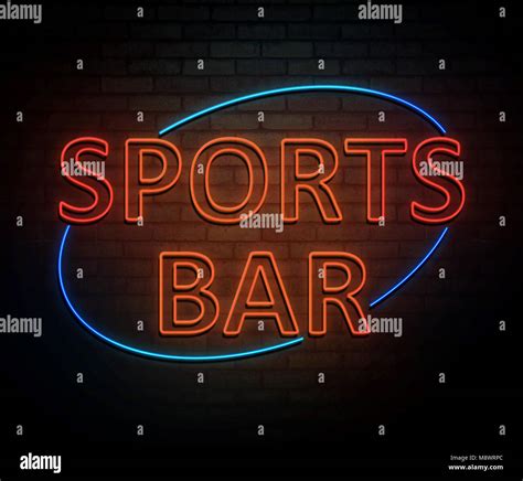 3d Illustration depicting an illuminated neon sign with a sports bar concept Stock Photo - Alamy