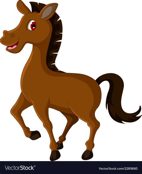 Cute brown horse cartoon vector image on vectorstock – Artofit