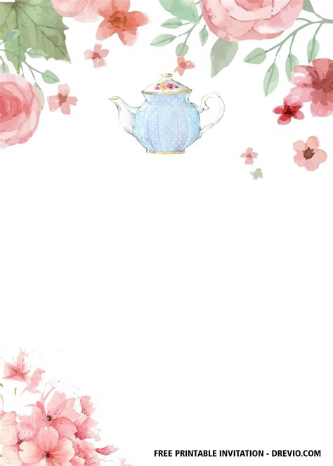 FREE Floral Tea Party Invitation Templates