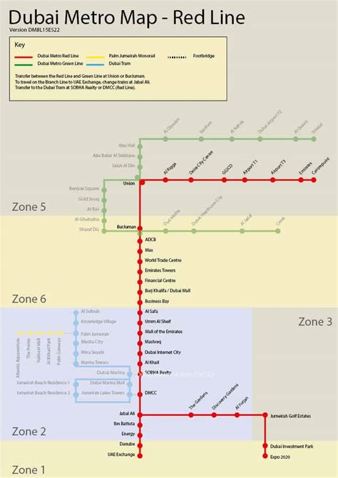 Dubai Metro Red Line - Stations, Route Map