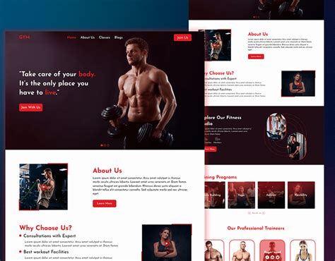 Gym website design on Behance