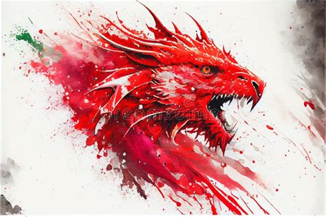 Red Dragon Roaring Head Portrait Stock Illustration - Illustration of ...