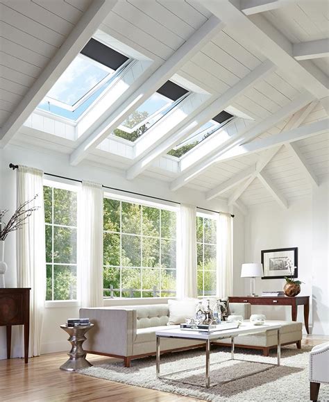 Natural Light Skylights with Blinds for Living Room Remodel