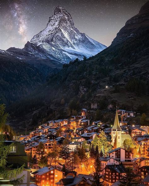 A magical night in Zermatt, Switzerland PC: @sennarelax ten trees are ...