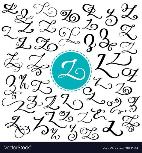 Hand drawn vector calligraphy letter Z. Script font. Isolated letters ...