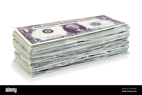 Stack 1 dollar banknotes on white background Stock Photo - Alamy