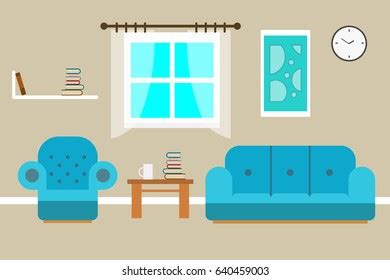 Living Room Furniture Flat Style Vector Stock Vector (Royalty Free ...