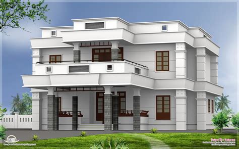 5 BHK modern flat roof house design | Home Kerala Plans