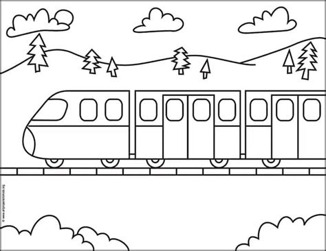 Easy How to Draw a Train Tutorial and Train Coloring Page