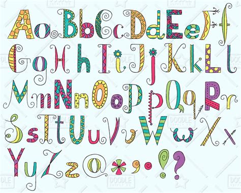 Doodle Alphabet Clipart Vector Pack Hand Drawn Font Alphabet | Etsy ...