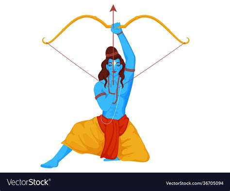 Lord rama holding bow arrow on white background Vector Image