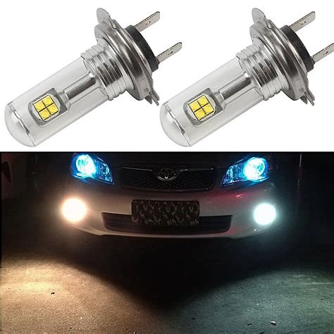 2X Automotive LED fog lights H7 3000LM 80W Car Lights Fog Lamps DRL ...