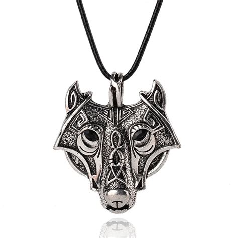 1Pcs Hot Sale Norse Vikings Pendant Necklace Norse Wolf Head Necklace Original Animal Jewelry ...