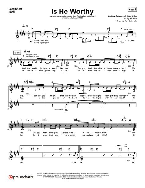 Is He Worthy Sheet Music PDF (Chris Tomlin) - PraiseCharts