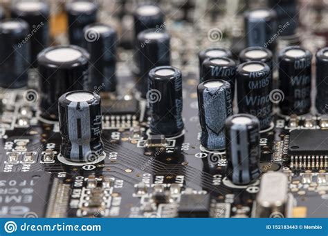 Computer Circuit Board Capacitors Stock Image - Image of microcircuit, device: 152183443