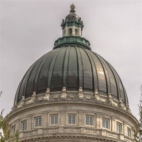 Square Famous Utah State Capitol Building Dome Framed with Trees ...