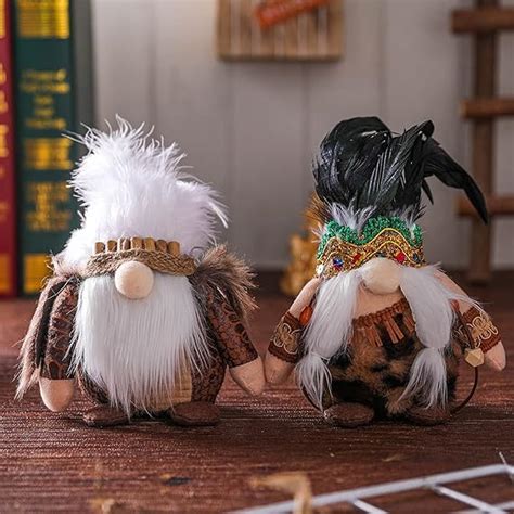 2pcs Native American Gnomes Ornament Plush Doll Mauritius Maori Chief Pendant Swedish Elf Indian ...