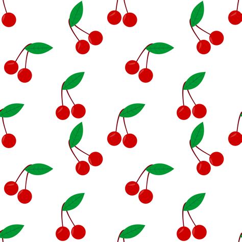 seamless pattern red cherry fruit vector design. white background. design for wallpaper ...