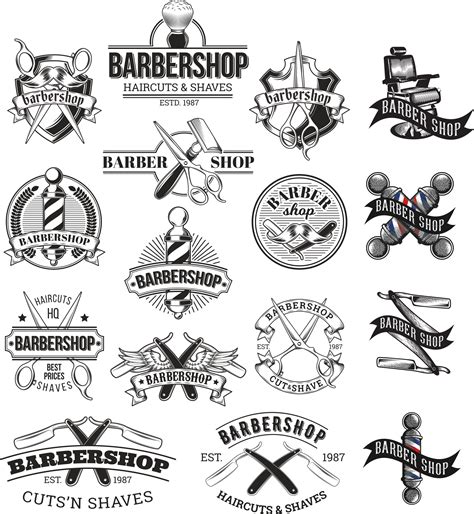 Barbershop Logo Set Free Vector cdr Download - 3axis.co