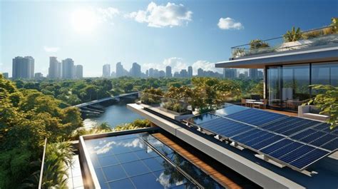 Premium AI Image | solar panels and a contemporary city