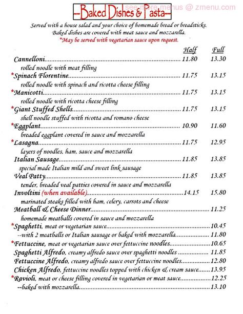 Menu at Roma's Restaurant & Pizzeria, Wise