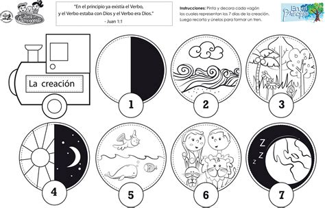 Tren con los 7 dias de la creación | 7 días de la creación, Lecciones de la escuela dominical ...