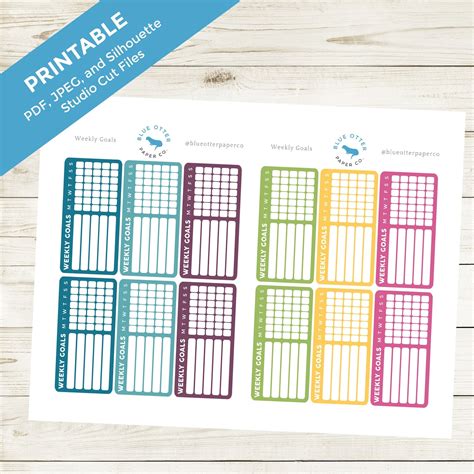 PRINT & CUT Weekly Goals Stickers 12 Stickers Planner Stickers Weekly ...