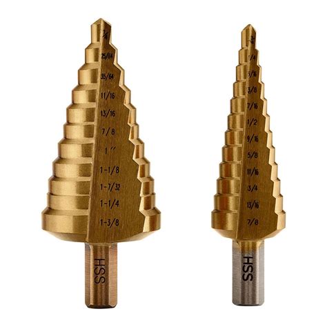 Titanium Nitride Coated Steel Step Drill Bit Set