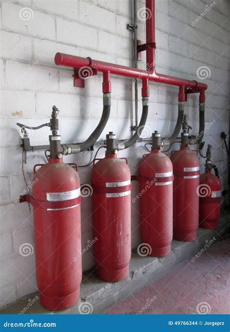 Halon 1301 Cylinders. Fire Extinguisher System Stock Photo - Image ...