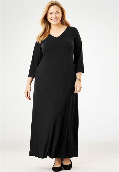 Maxi T-Shirt Dress with Princess Seams| Plus Size Maxi Dresses | Full Beauty