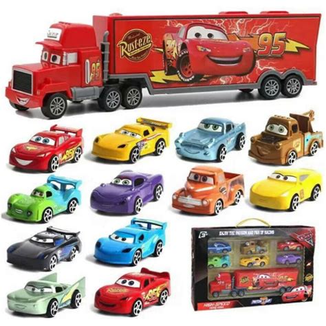 7 IN 1 Pixar Cars 2 McQueen Metal Toys Model Car Children's Car Toys Birthday Gift For Boy ...