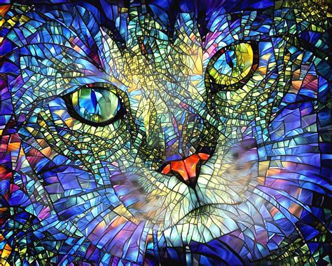 Stained Glass Cat Art by Peggy Collins | Cat wall art, Cat art, Art stained