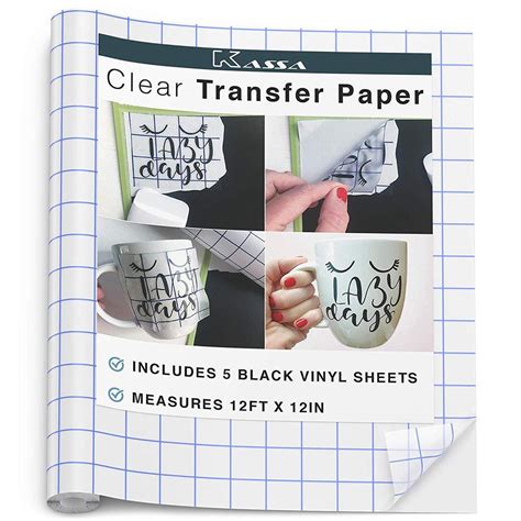 Kassa Vinyl Transfer Tape Roll (12’ x 12”) Application Paper Cricut | Kassa