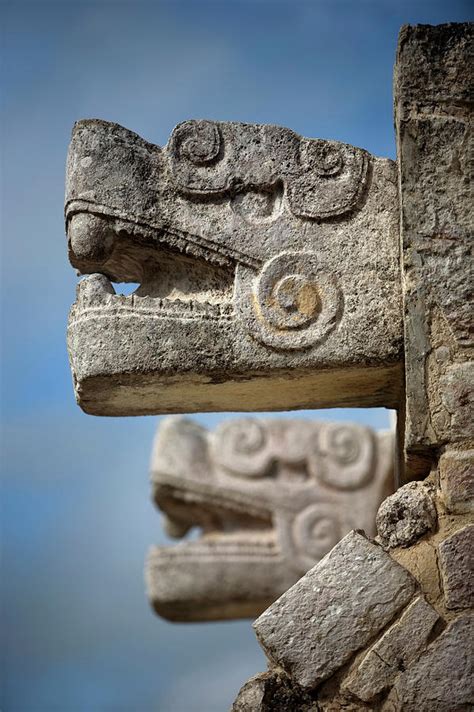 Sculptures Of Snake Heads In The Mayan Photograph by Chico Sanchez - Pixels