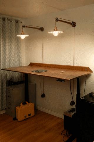 Standing Desk Pulley Lamps | Diy standing desk plans, Diy standing desk, Pulley decor