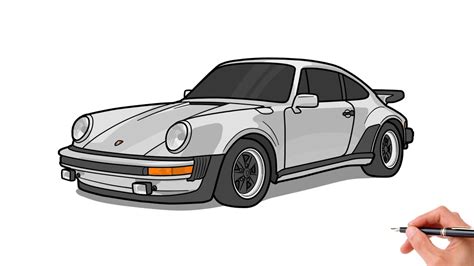 How to draw a PORSCHE 911 1975 step by step / drawing porsche 930 turbo ...